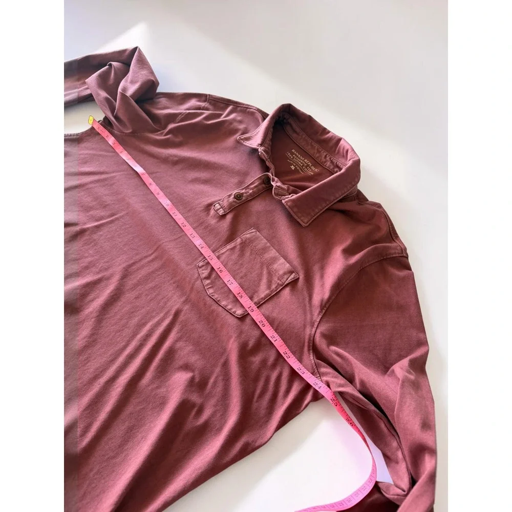 Banana Republic Authentic Tee Mens XL Burgundy Supima Cotton Long Sleeve Polo